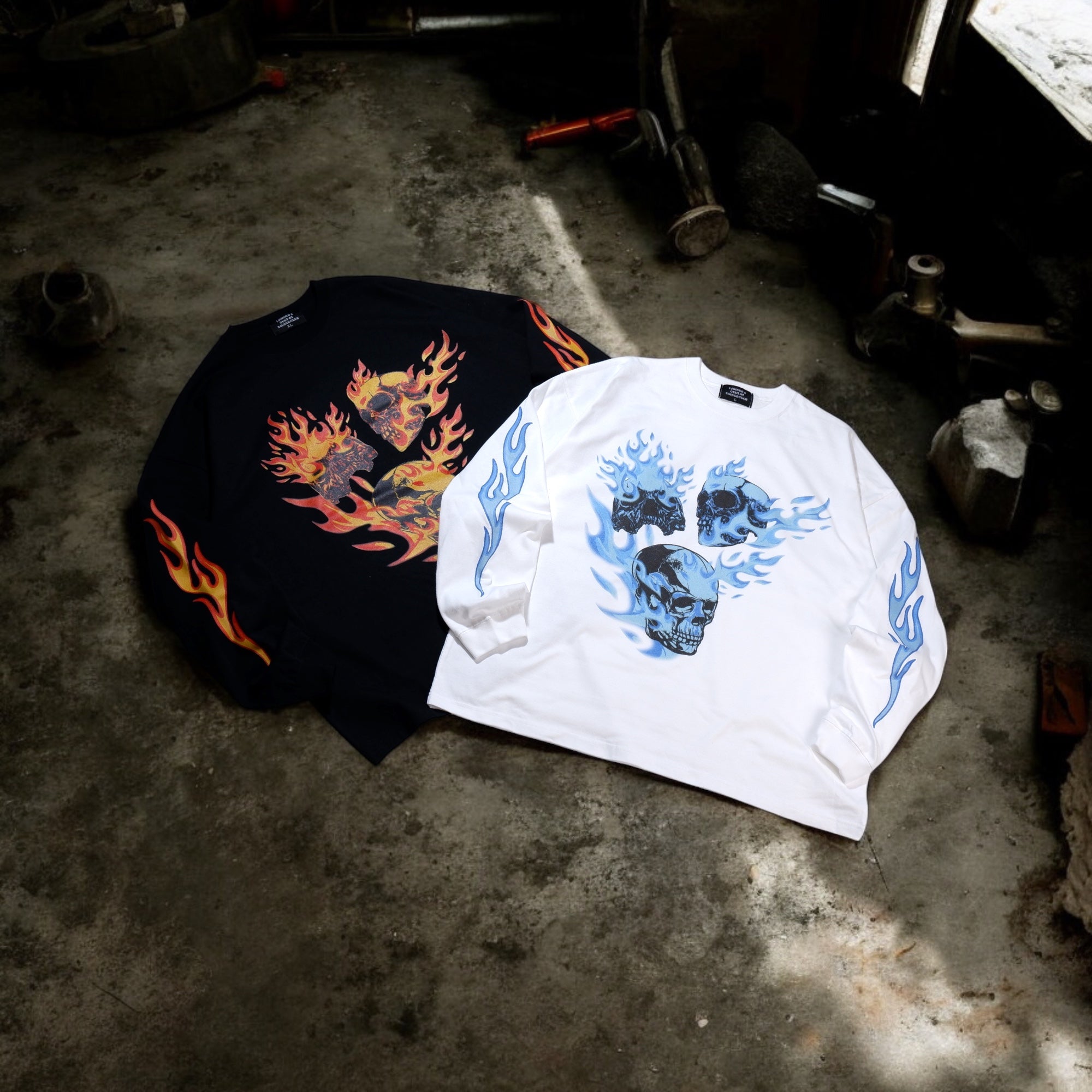 skull flame L/S TEE