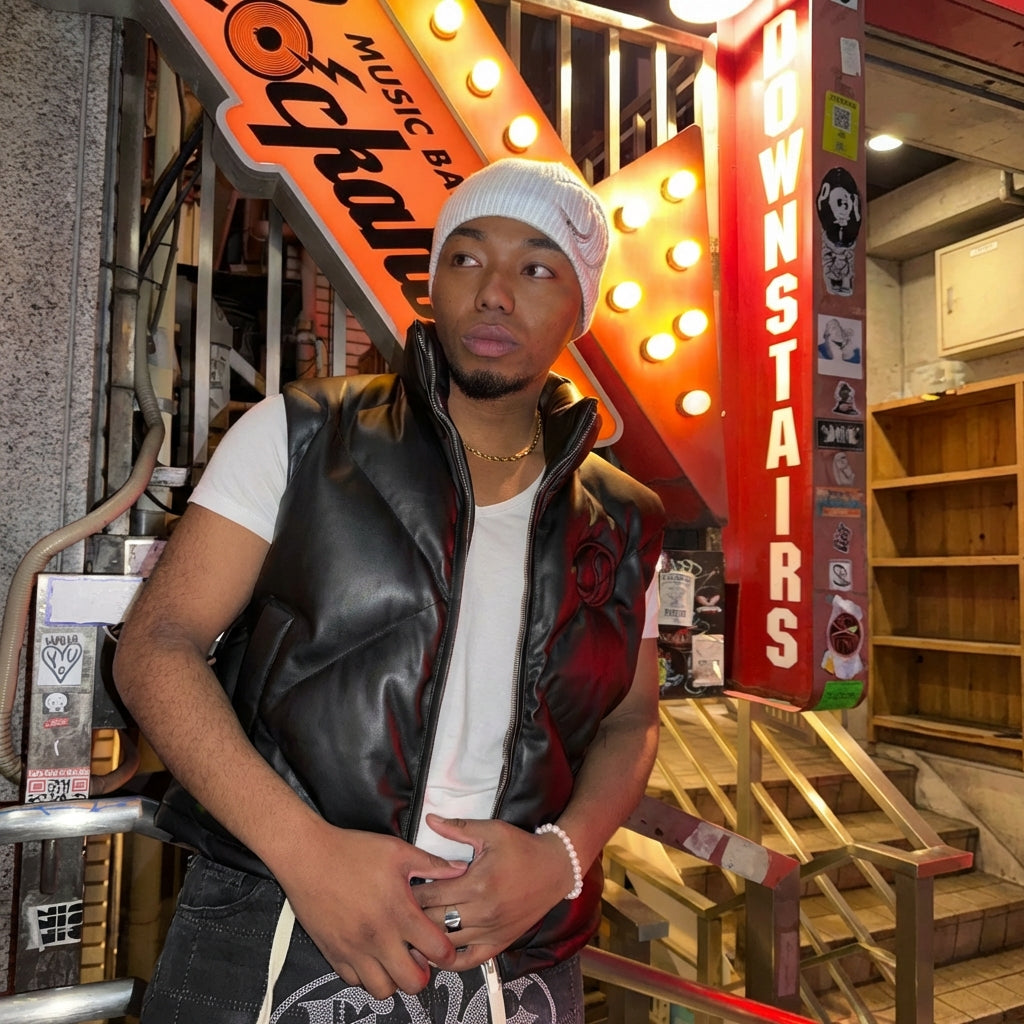 CRACK LEATHER DOWN VEST