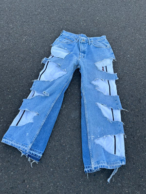 mechanical damage denim pants