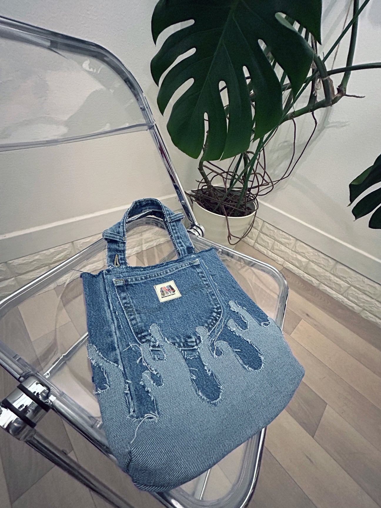 Fire denim tote bag blue