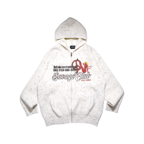 CALL SERVICE KNIT ZIP HOODIE