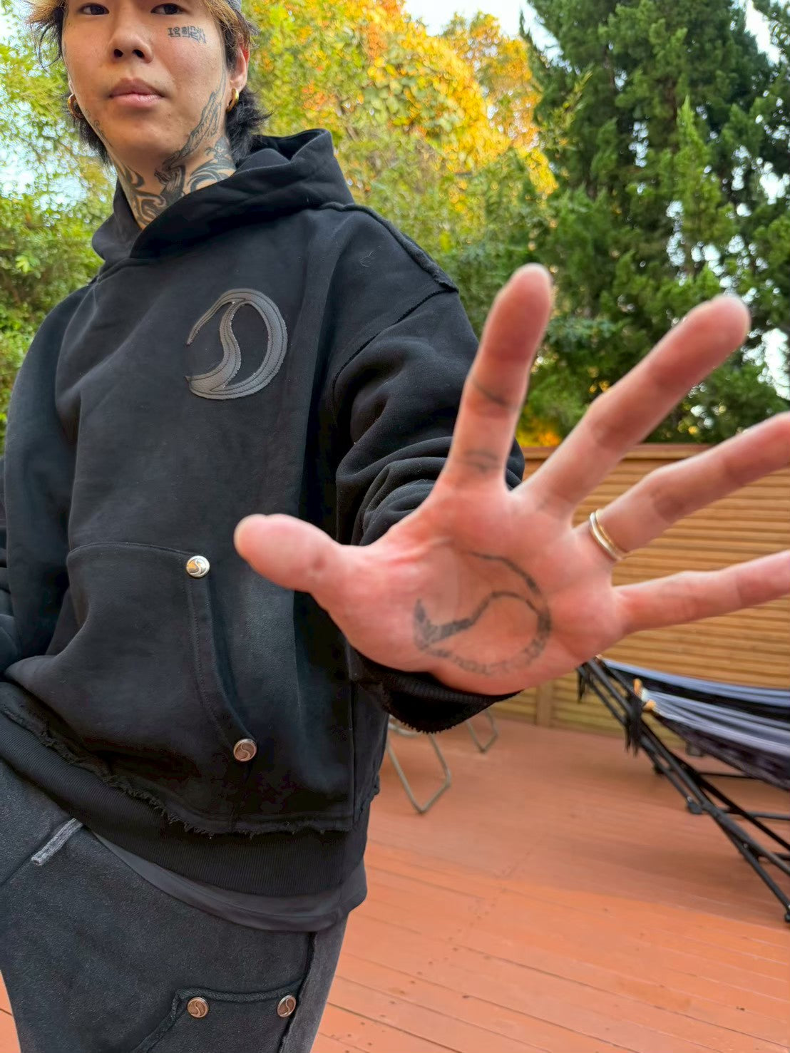 CRACK LEATHER HOODIE