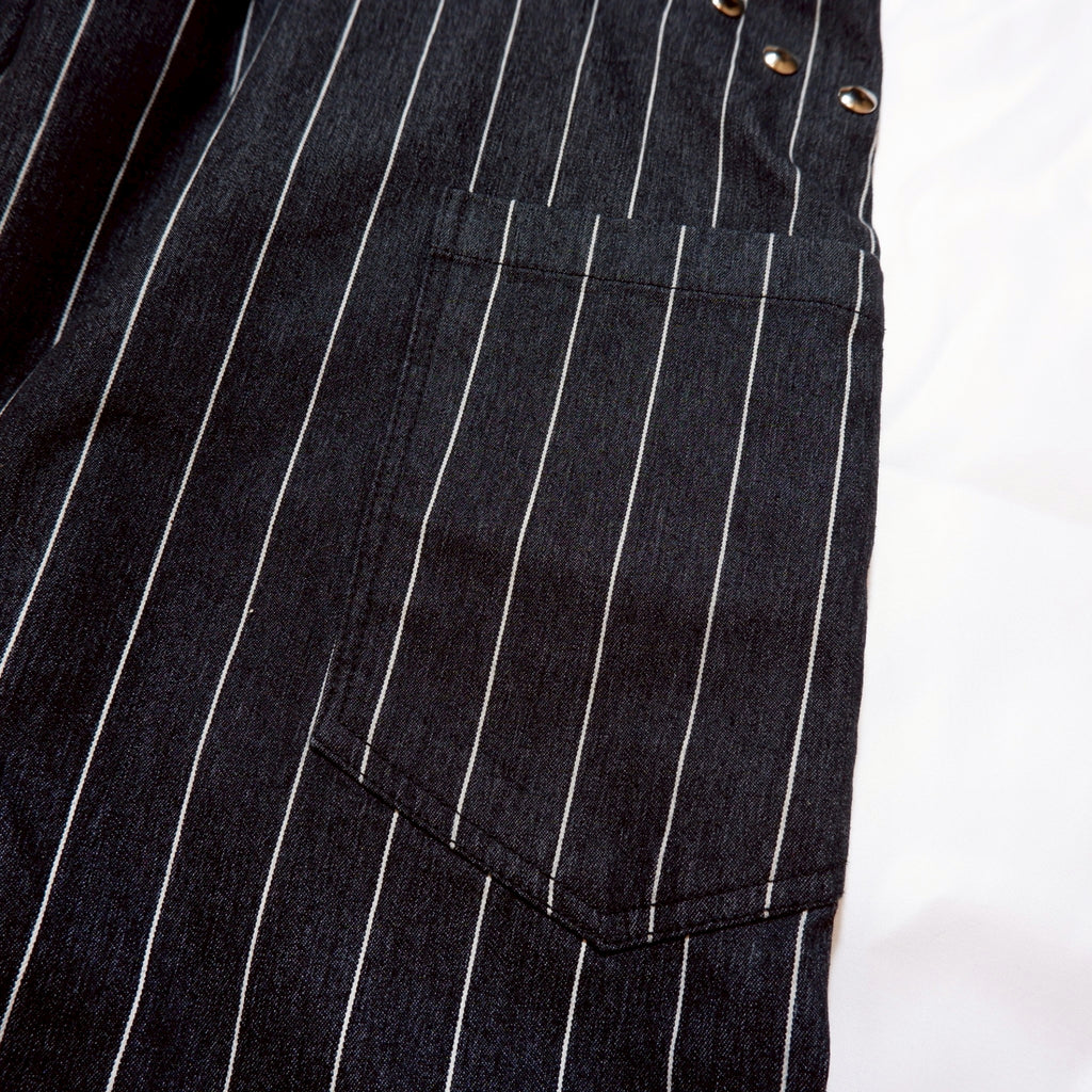 FLOWER STUDS STRIPE DENIM PANTS