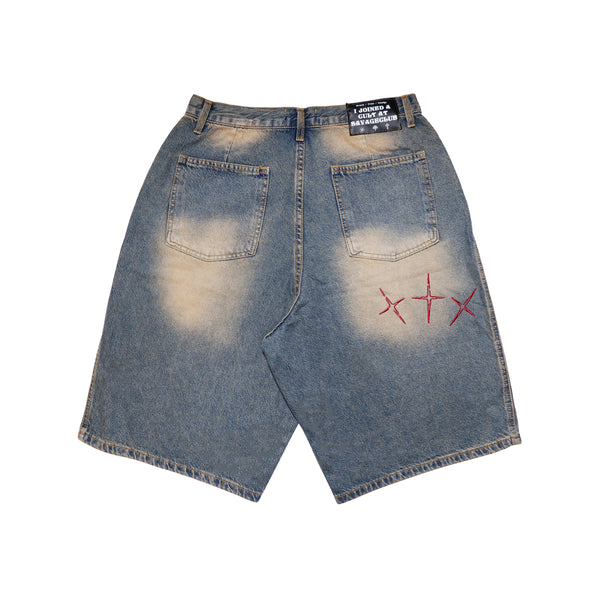 CROSS WIDE DENIM SHORTS – SAVAGE CLUB🤤