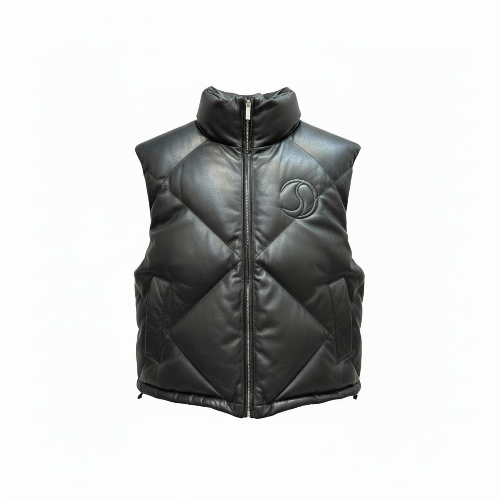 CRACK LEATHER DOWN VEST